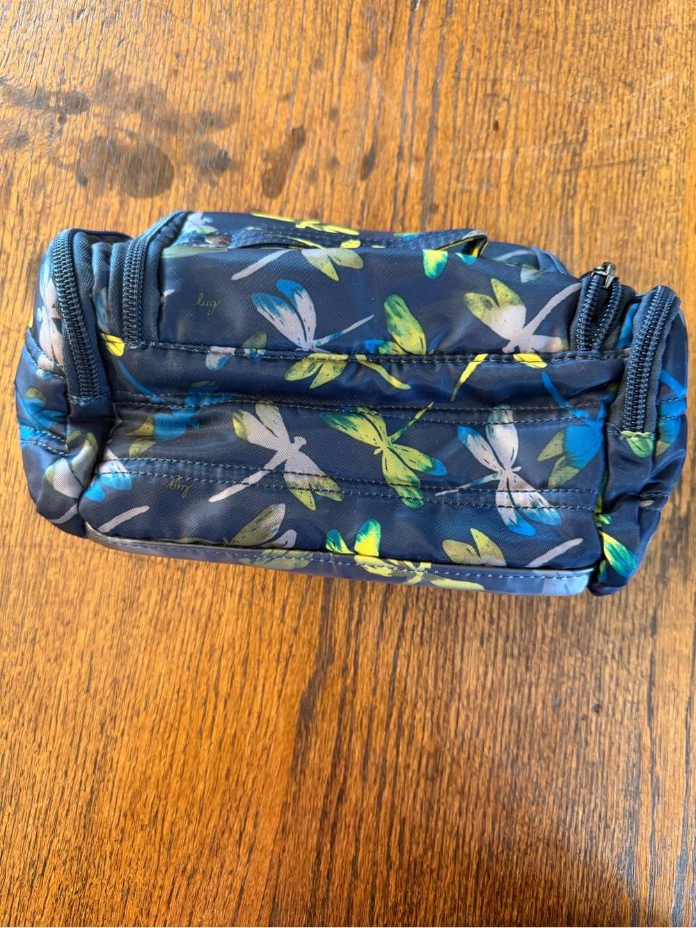 lug Navy Dragonfly Travel Toiletry Pouch with Blue and Green Wings